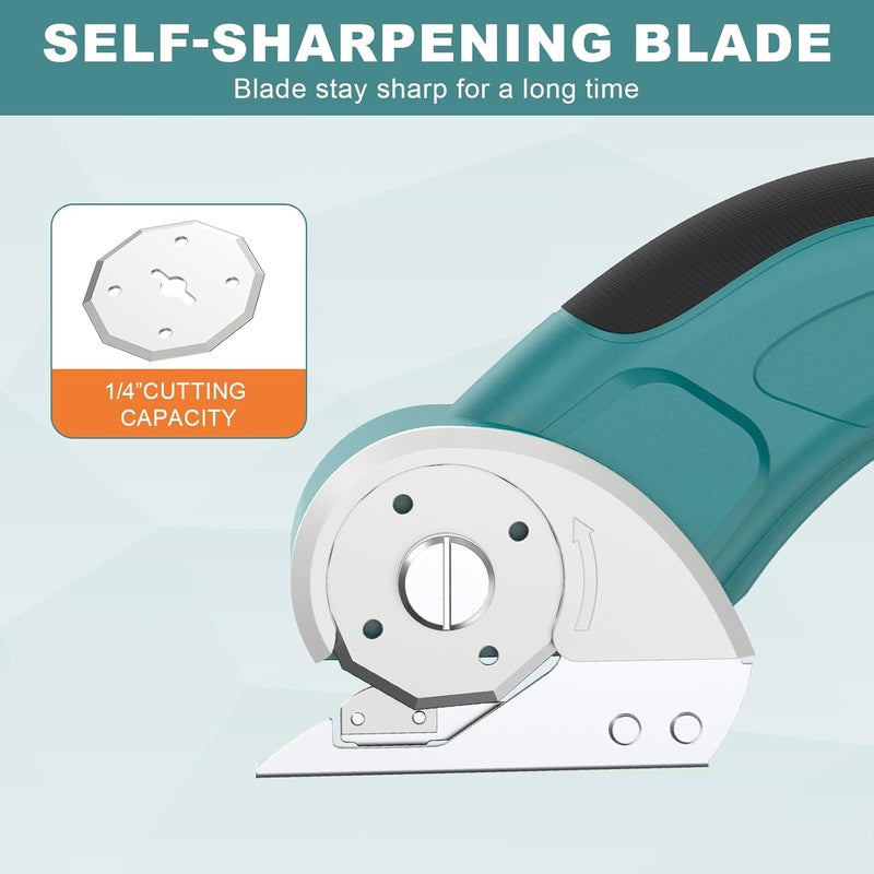 GARTOL Cordless Electric Scissors – Rechargeable Rotary Cardboard Cutter with USB Cable, Safety Lock, Portable Powerful Box Cutter for Fabric, Leather, Carpet, Sewing, Crafts, DIY - Image 3